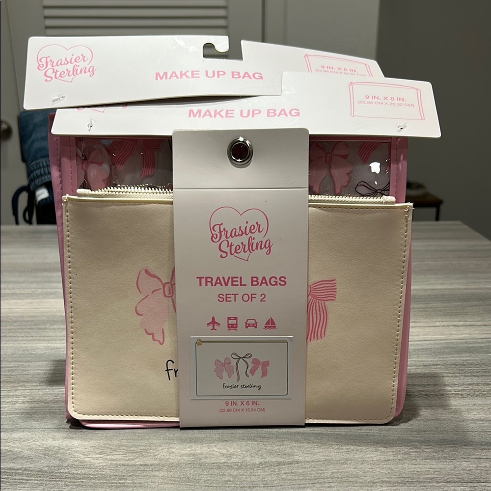 Frasier Sterling x Anthropologie Bows Pink Travel and Makeup Bags